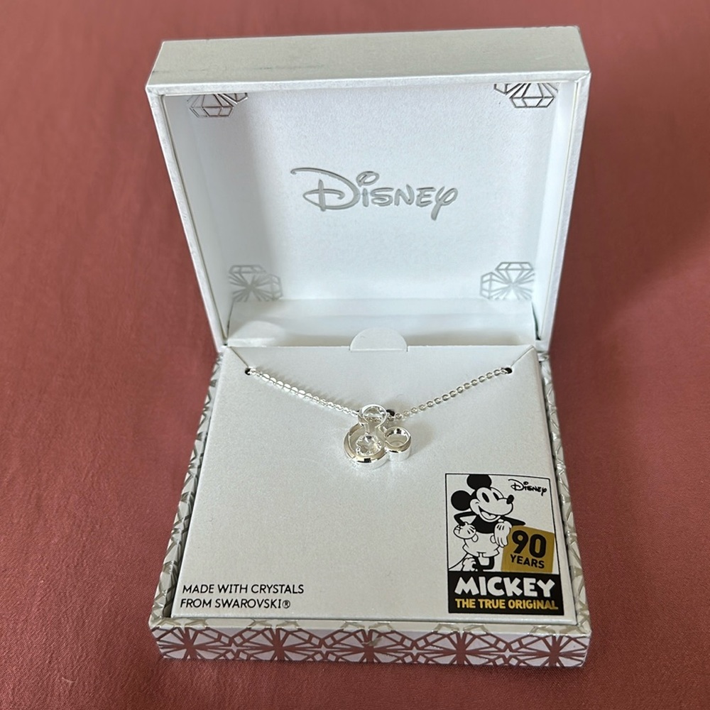 Disney Necklace 18in Fine Silver Plated Swarovski Crystal NWT